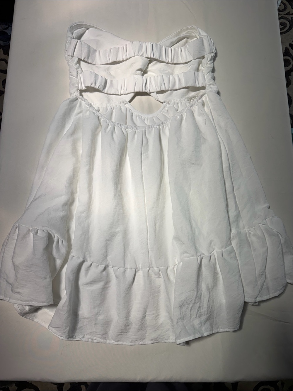 White Strapless Ruffle Dress - Picture 2 of 2